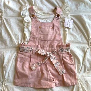 Overall shorts two piece set